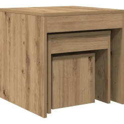 vidaXL Mesas apilables 3 pzas madera contrachapada color Roble artisan New