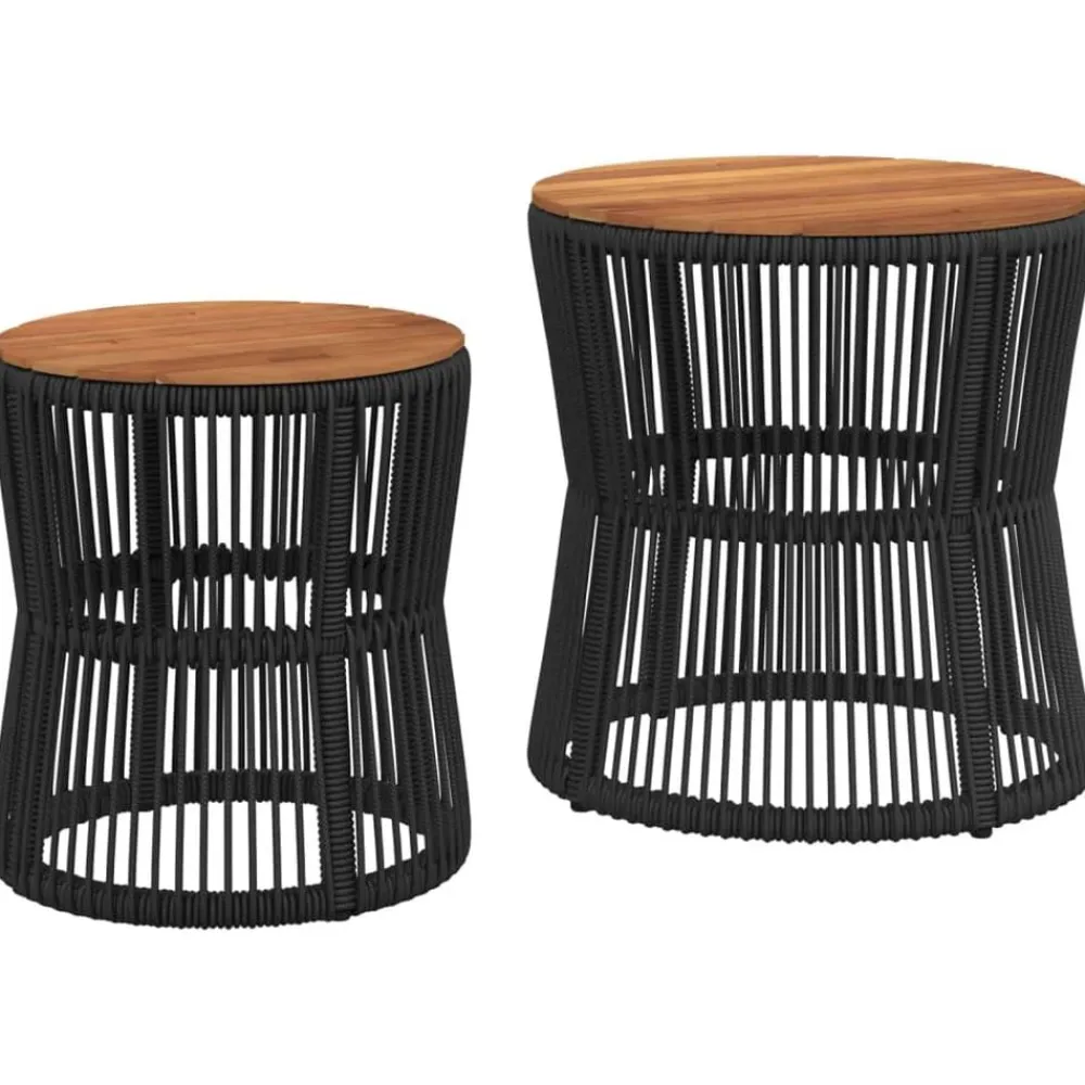 vidaXL Muebles De Jardín-Mesas auxiliares jardín 2 pzas superficie de madera ratán