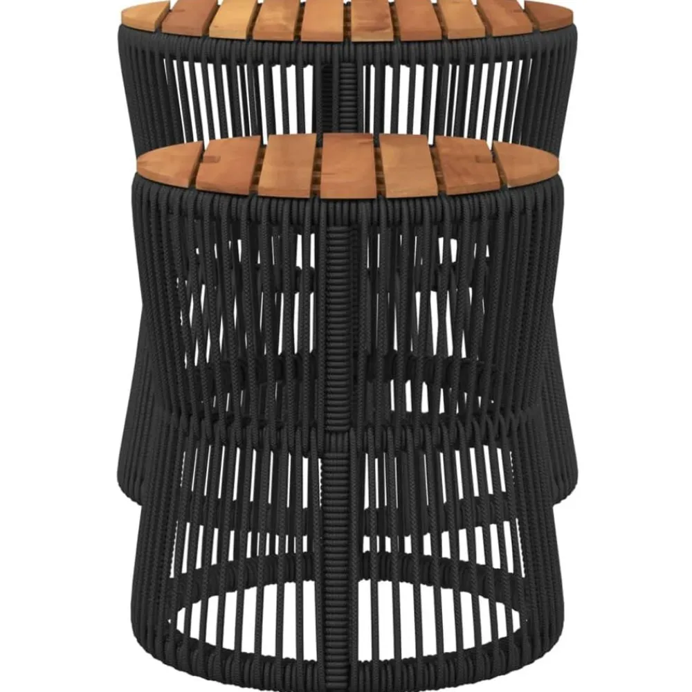 vidaXL Muebles De Jardín-Mesas auxiliares jardín 2 pzas superficie de madera ratán