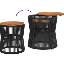 vidaXL Muebles De Jardín-Mesas auxiliares jardín 2 pzas superficie de madera ratán