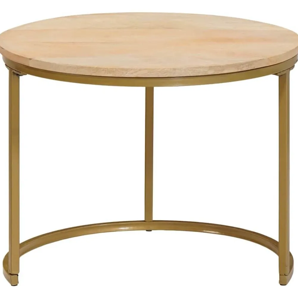 vidaXL Mesas de Café Nido 3 pcs Marrón Madera maciza de mango y acero Clearance