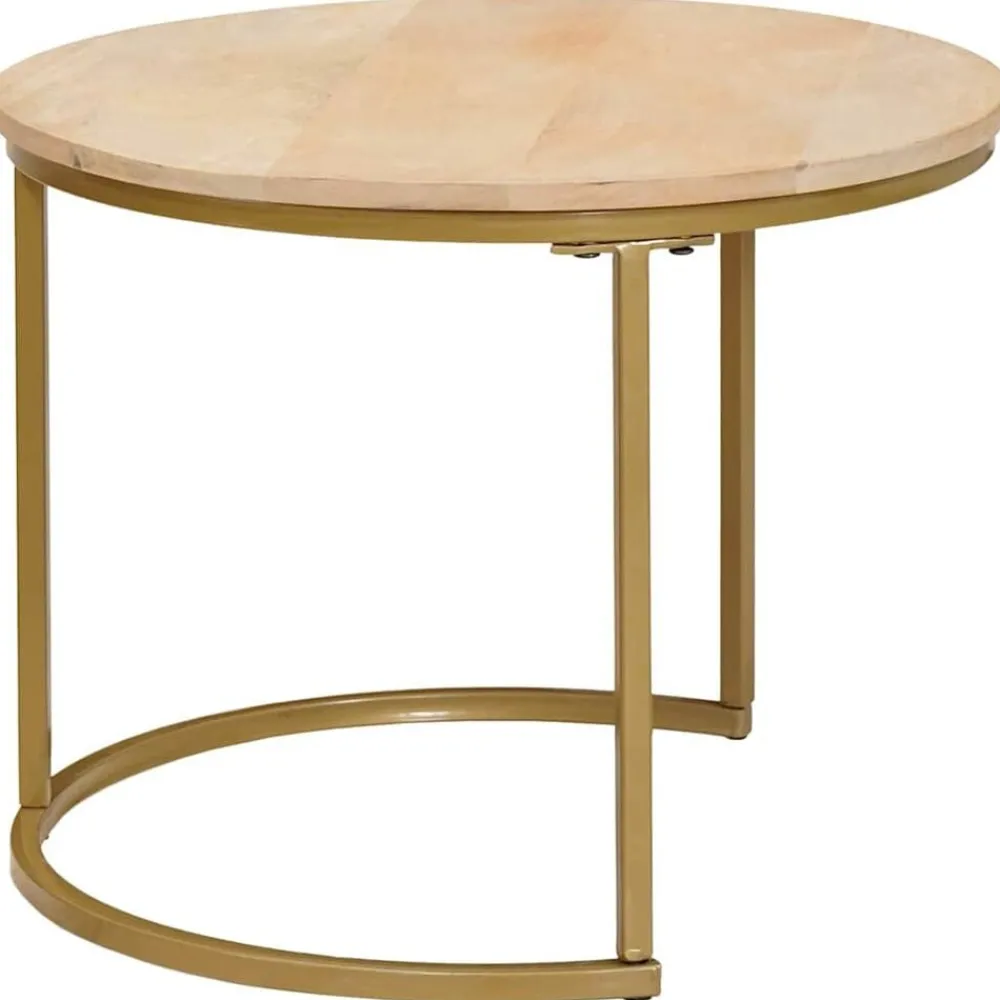 vidaXL Mesas de Café Nido 3 pcs Marrón Madera maciza de mango y acero Clearance