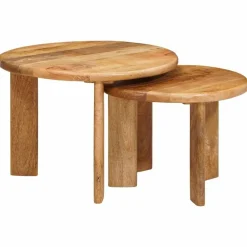 vidaXL Mesas de Café Nido 2 pcs Marrón Madera de mango maciza Online
