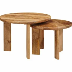 vidaXL Mesas de Café Nido 2 pcs Marrón Madera de mango maciza Online