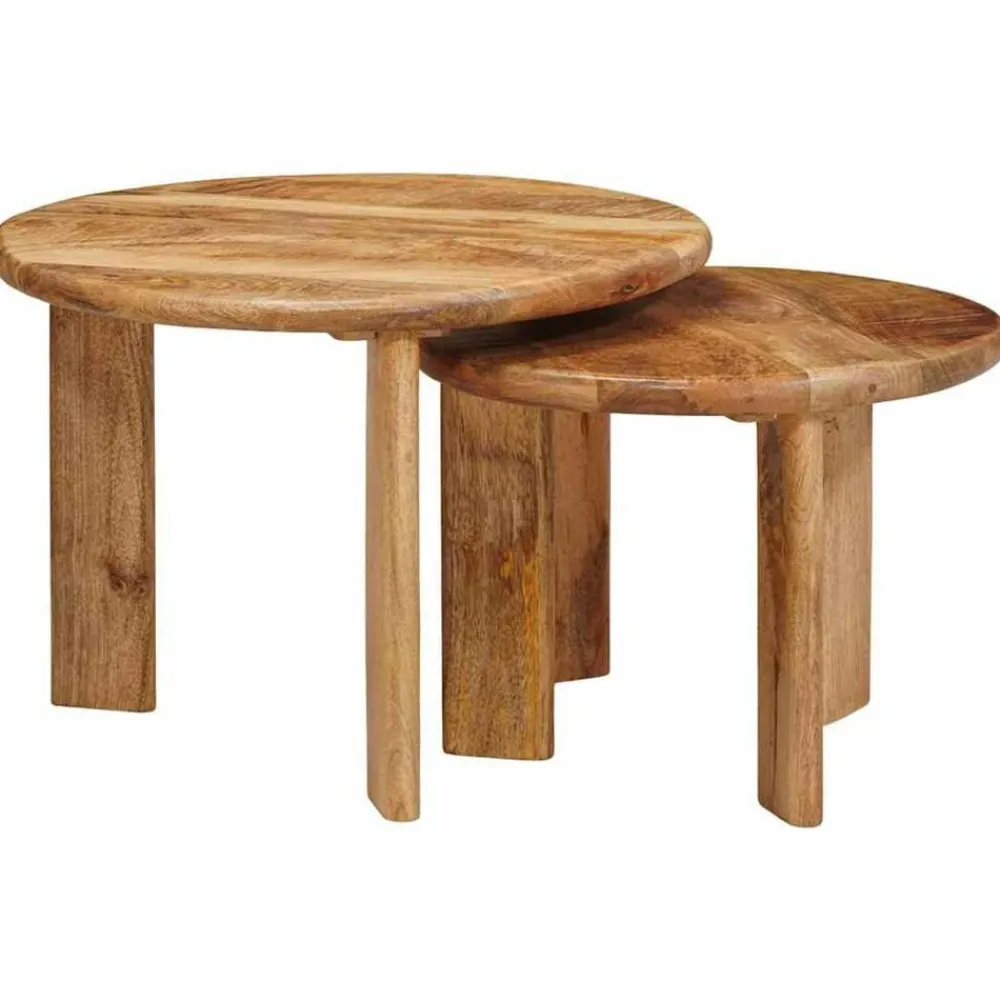 vidaXL Mesas de Café Nido 2 pcs Marrón Madera de mango maciza Online