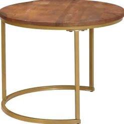 vidaXL Mesas-Mesas de Café Nido 3 pcs Madera maciza de mango y acero