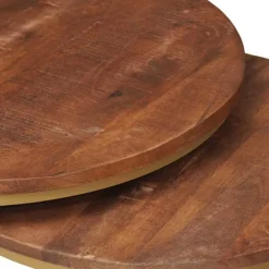 vidaXL Mesas-Mesas de Café Nido 3 pcs Madera maciza de mango y acero