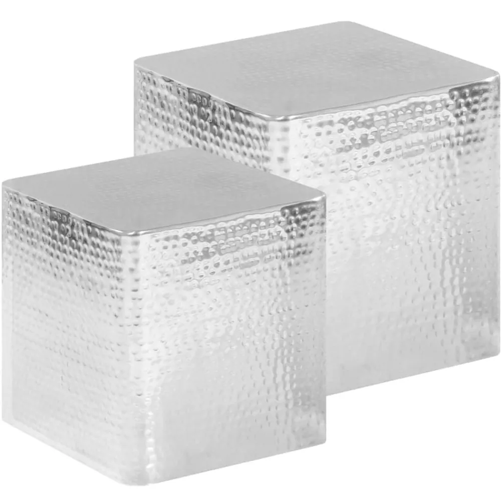 vidaXL Mesas-Mesas de centro 2 unidades aluminio plateado