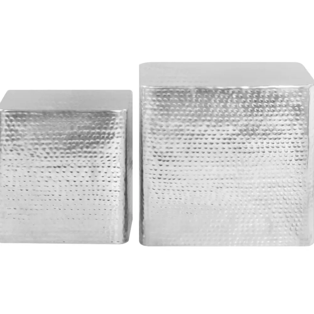 vidaXL Mesas-Mesas de centro 2 unidades aluminio plateado