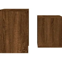 vidaXL Mesas-Mesas de centro apilables 2 pzas madera ingeniería roble marrón