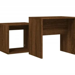 vidaXL Mesas-Mesas de centro apilables 2 pzas madera ingeniería roble marrón