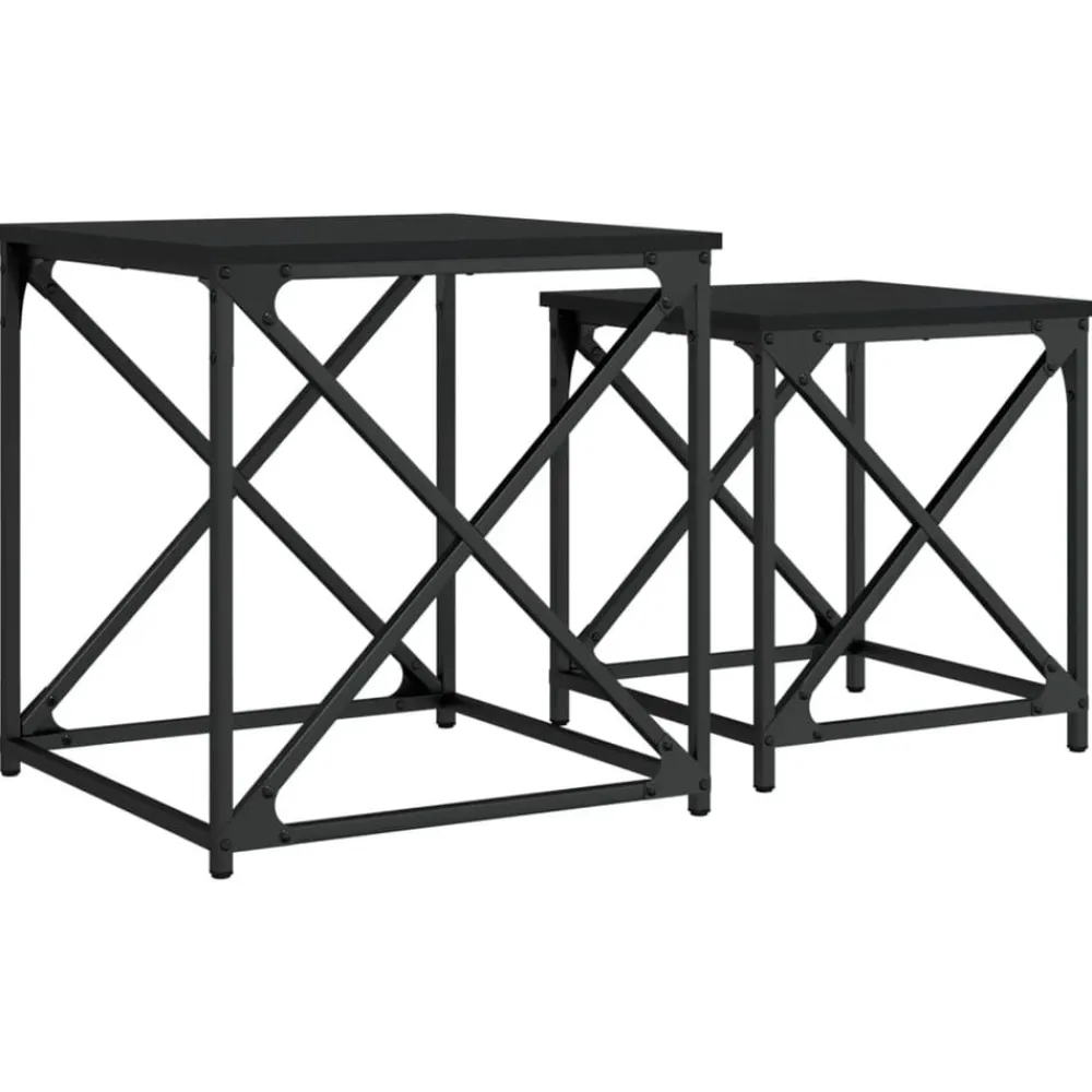 vidaXL Mesas de centro apilables 2 piezas madera de ingeniería Negro Hot