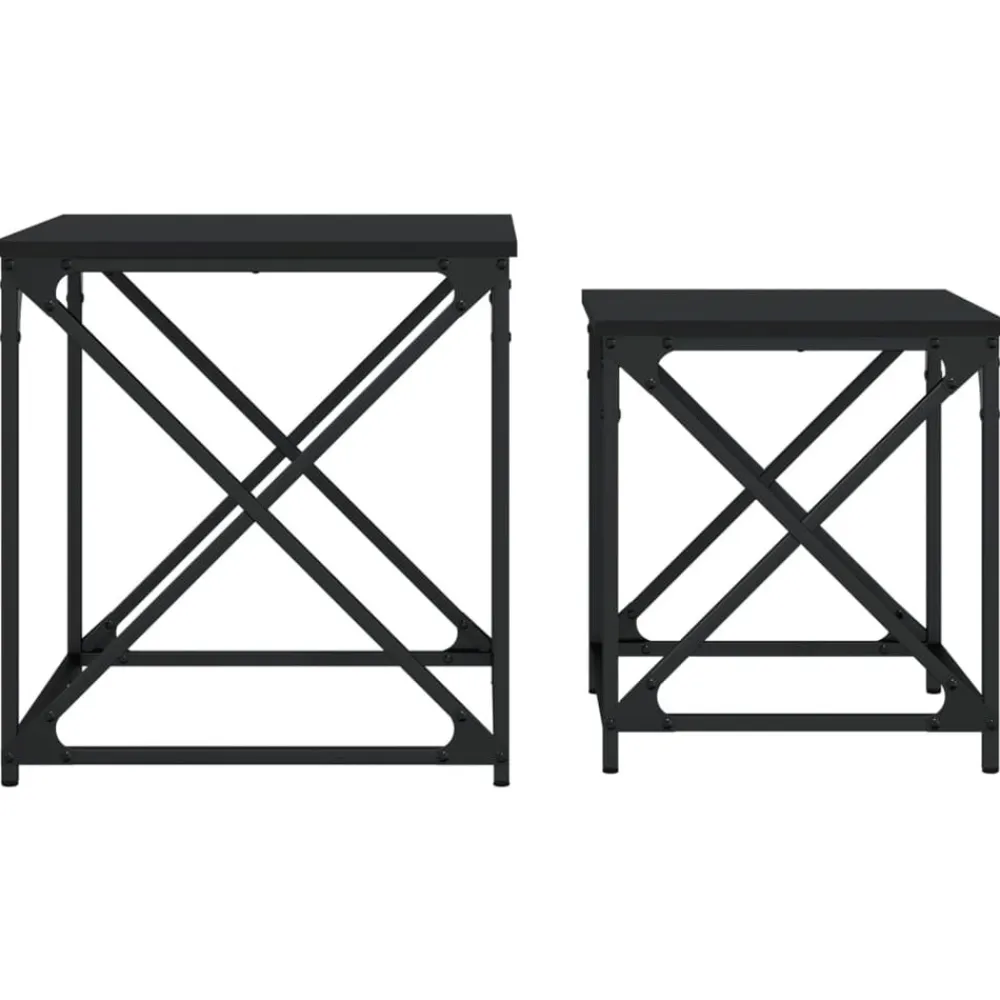 vidaXL Mesas de centro apilables 2 piezas madera de ingeniería Negro Hot