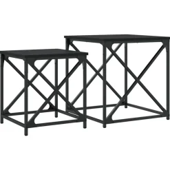 vidaXL Mesas de centro apilables 2 piezas madera de ingeniería Negro Hot