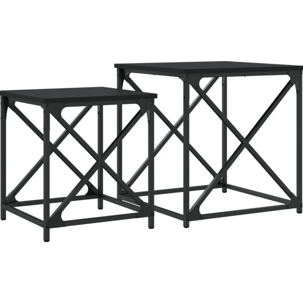 vidaXL Mesas de centro apilables 2 piezas madera de ingeniería Negro Hot