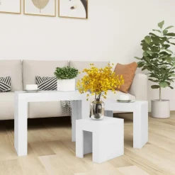 vidaXL Mesas-Mesas de centro apilables 3 piezas madera contrachapada