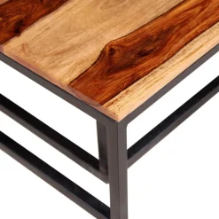 vidaXL Mesas de centro apilables 2 unidades madera maciza de acacia Marrón y negro Discount