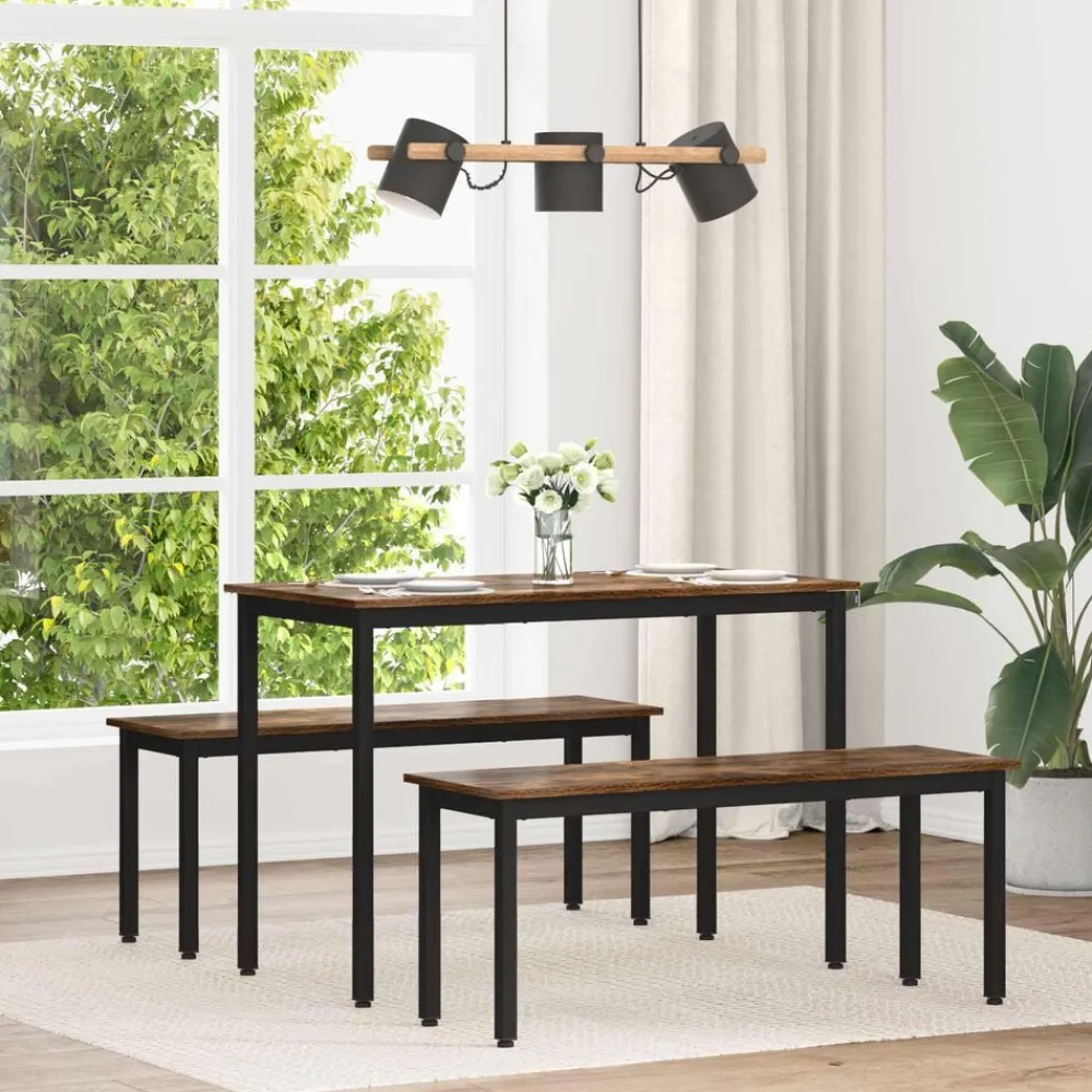 vidaXL Mesas de comedor 110 x 100 x 75 cm METAL Roble ahumado Sale