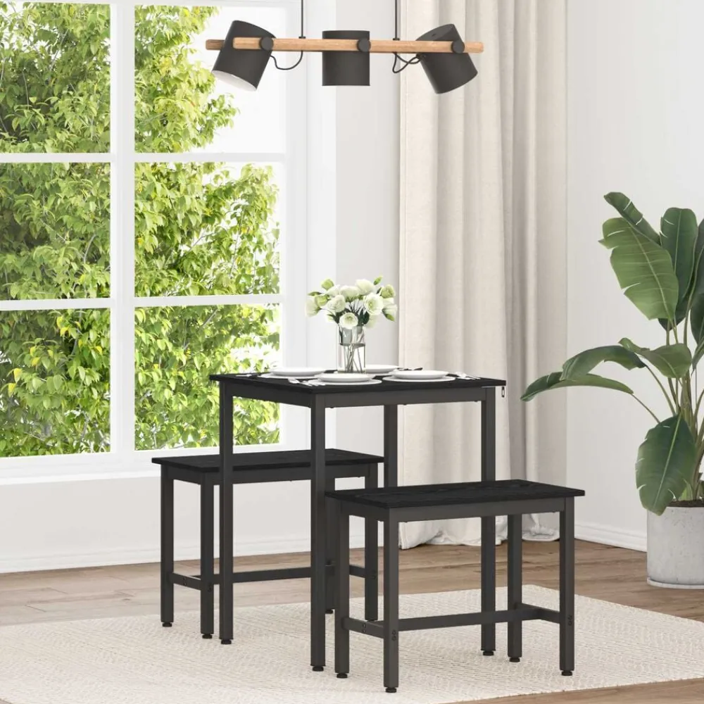 vidaXL Mesas de comedor 60 x 60 x 75 cm METAL Roble negro Discount
