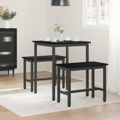 vidaXL Mesas de comedor 60 x 60 x 75 cm METAL Roble negro Discount