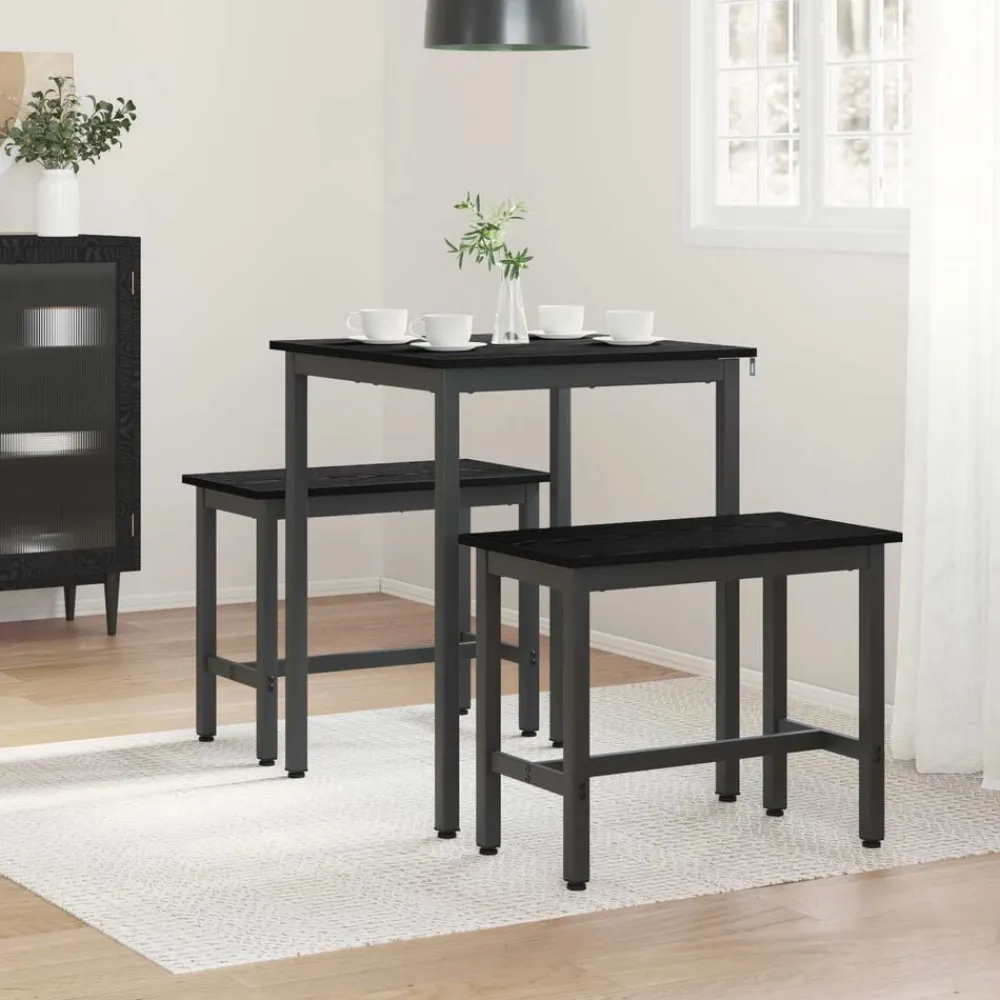 vidaXL Mesas de comedor 60 x 60 x 75 cm METAL Roble negro Discount