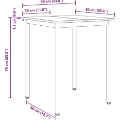 vidaXL Mesas de comedor 60 x 60 x 75 cm METAL Roble negro Discount