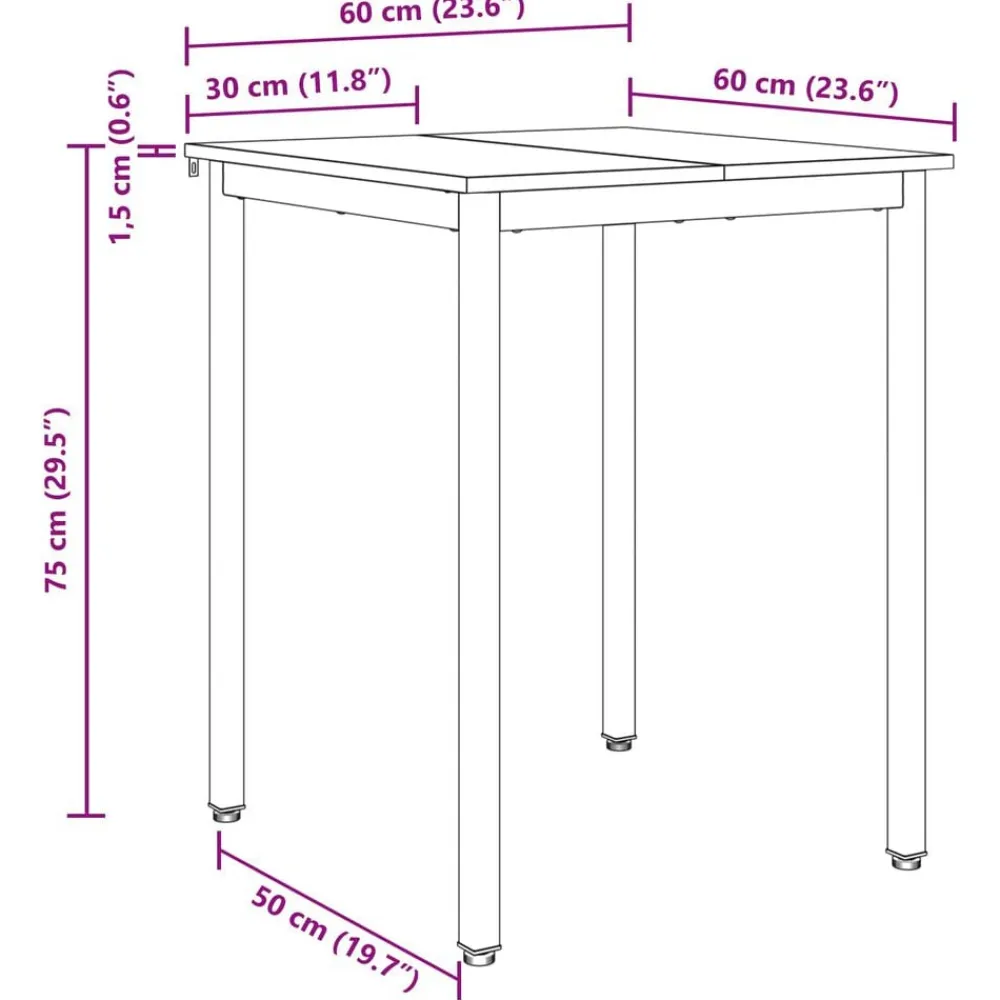vidaXL Mesas de comedor 60 x 60 x 75 cm METAL Roble negro Discount