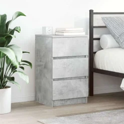 vidaXL Mesilla de noche con 3 cajones gris hormigón 39x35x65 cm Gris hormig&oacute;n Hot