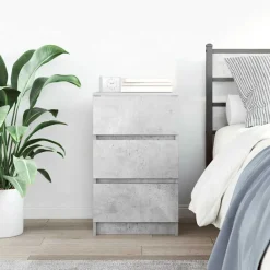 vidaXL Mesilla de noche con 3 cajones gris hormigón 39x35x65 cm Gris hormig&oacute;n Hot