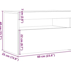 vidaXL Mesas-Mesilla de noche con luces LED madera vieja 60x35x40 cm