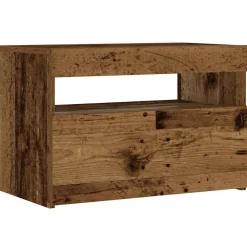 vidaXL Mesas-Mesilla de noche con luces LED madera vieja 60x35x40 cm
