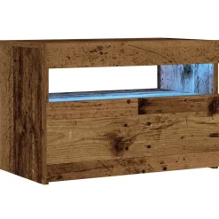 vidaXL Mesas-Mesilla de noche con luces LED madera vieja 60x35x40 cm