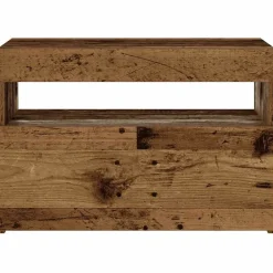vidaXL Mesas-Mesilla de noche con luces LED madera vieja 60x35x40 cm
