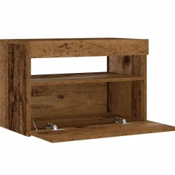 vidaXL Mesas-Mesilla de noche con luces LED madera vieja 60x35x40 cm