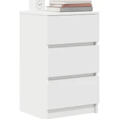 vidaXL Mesilla de noche con 3 cajones blanca 39x35x65 cm Blanco Outlet