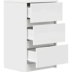 vidaXL Mesilla de noche con 3 cajones blanca 39x35x65 cm Blanco Outlet