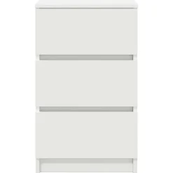 vidaXL Mesilla de noche con 3 cajones blanca 39x35x65 cm Blanco Outlet