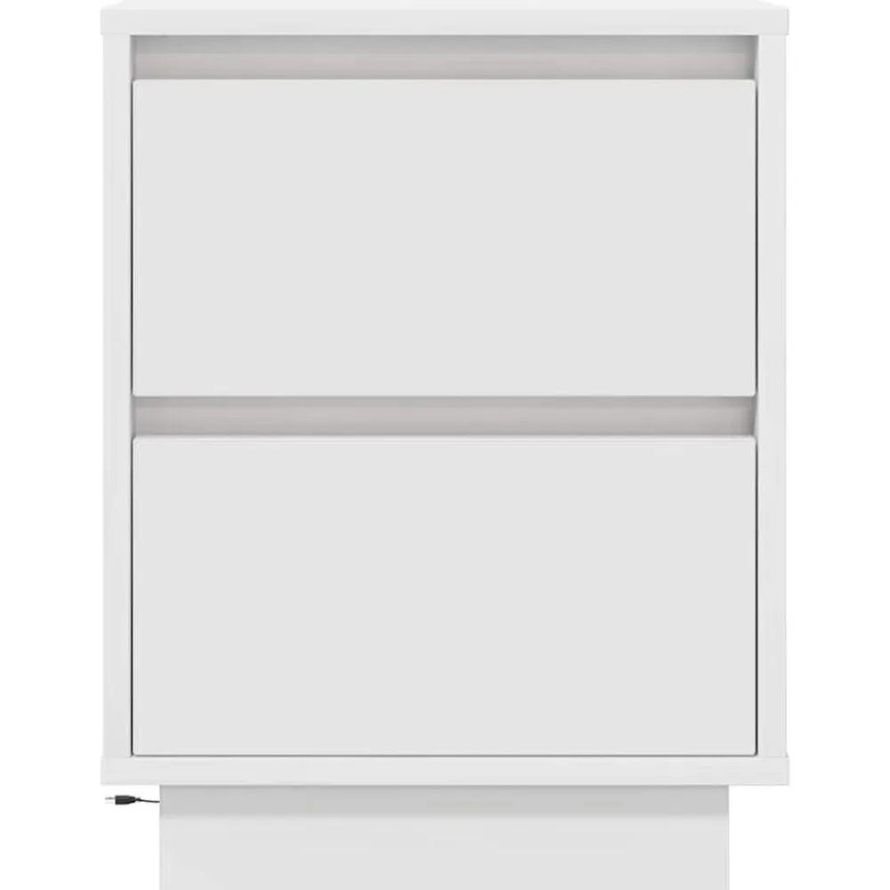 vidaXL Mesilla de noche con luces LED blanca 38x34x50 cm Blanco Sale