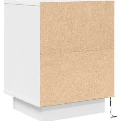 vidaXL Mesilla de noche con luces LED blanca 38x34x50 cm Blanco Sale