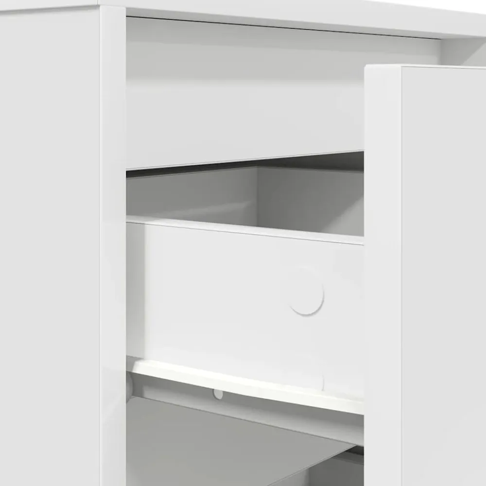 vidaXL Mesilla de noche con luces LED blanca 38x34x50 cm Blanco Sale