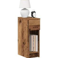vidaXL Mesas-Mesilla de noche con cajón madera vieja 20x36x60 cm
