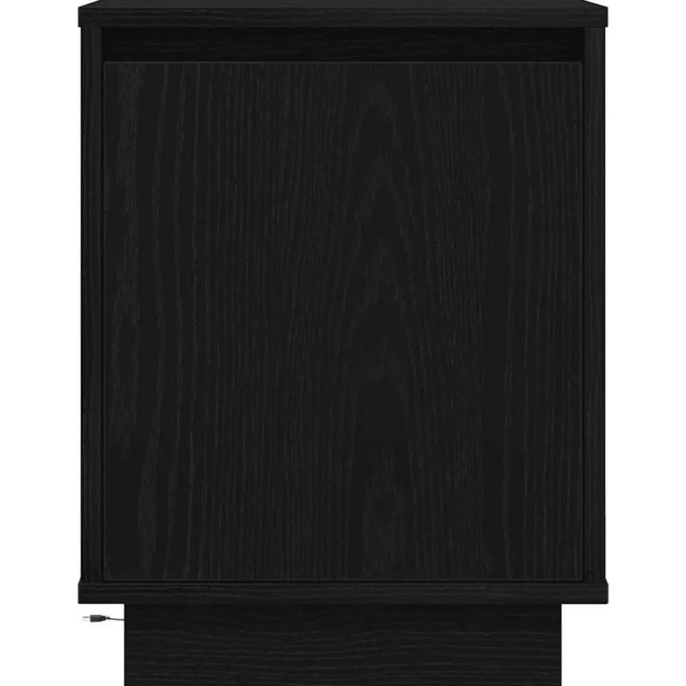 vidaXL Mesilla de noche con luces LED negra 38x34x50 cm Negro Outlet