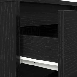 vidaXL Mesilla de noche con luces LED negra 38x34x50 cm Negro Outlet