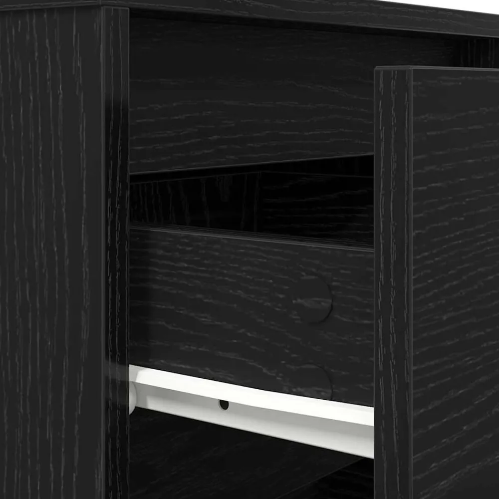vidaXL Mesilla de noche con luces LED negra 38x34x50 cm Negro Outlet
