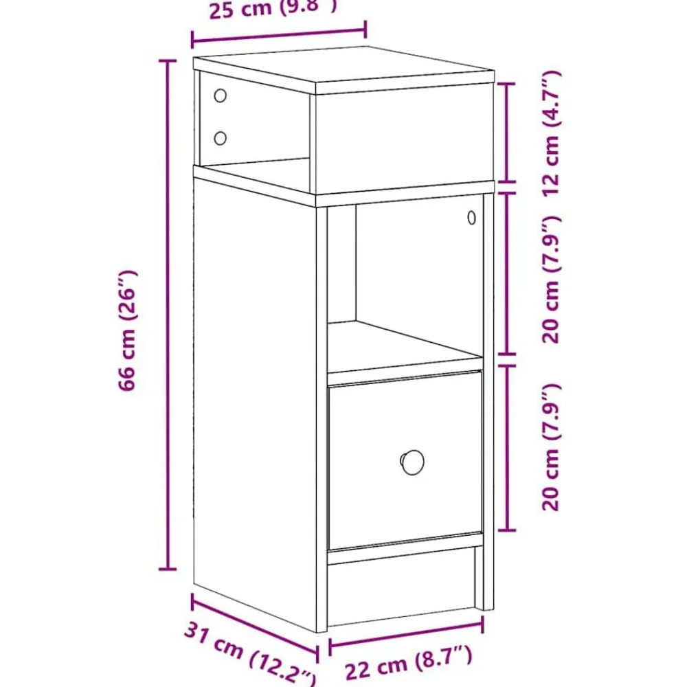 vidaXL Mesilla de noche con cajón 25x31x66 cm Roble Sonoma Sale