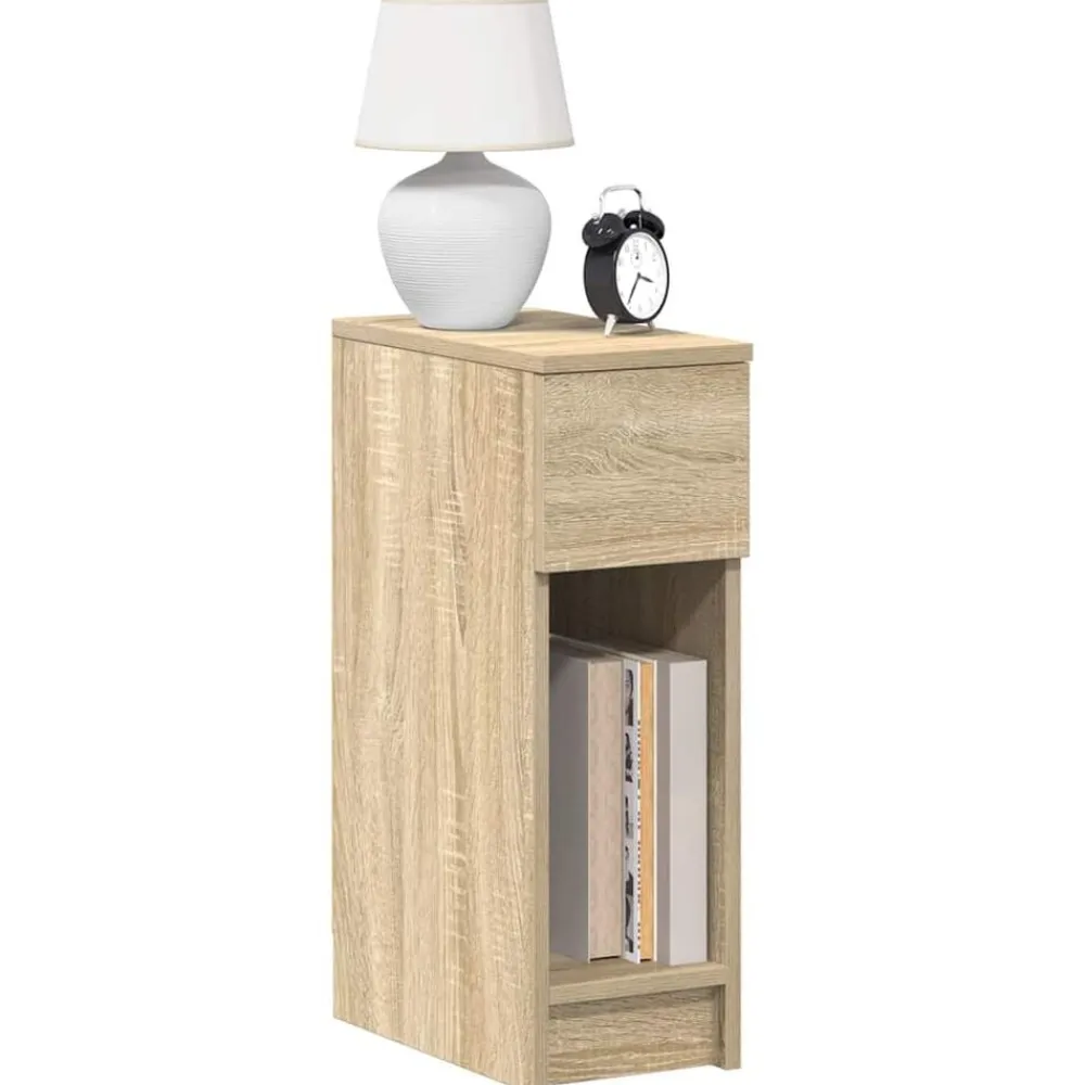 vidaXL Mesilla de noche con cajón 20x36x60 cm Roble Sonoma New
