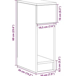 vidaXL Mesilla de noche con cajón 20x36x60 cm Roble Sonoma New