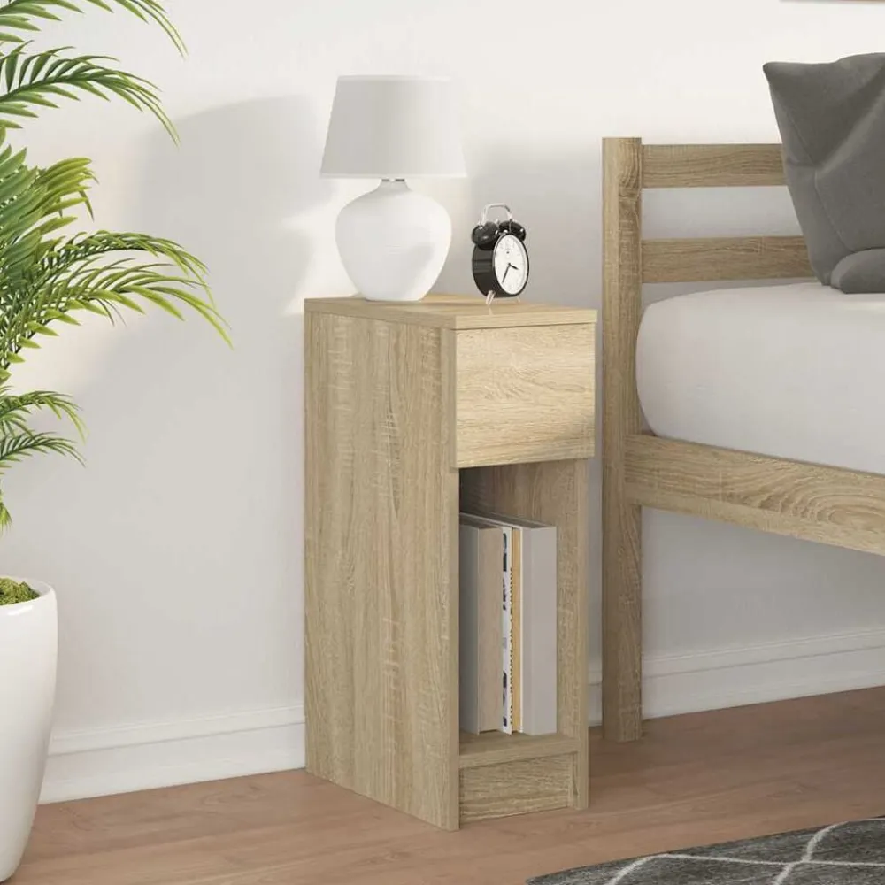 vidaXL Mesilla de noche con cajón 20x36x60 cm Roble Sonoma New