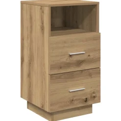 vidaXL Mesilla de noche con 2 cajones roble artesano 36x36x68 cm Roble artisan Best