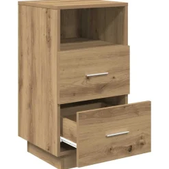 vidaXL Mesilla de noche con 2 cajones roble artesano 36x36x68 cm Roble artisan Best